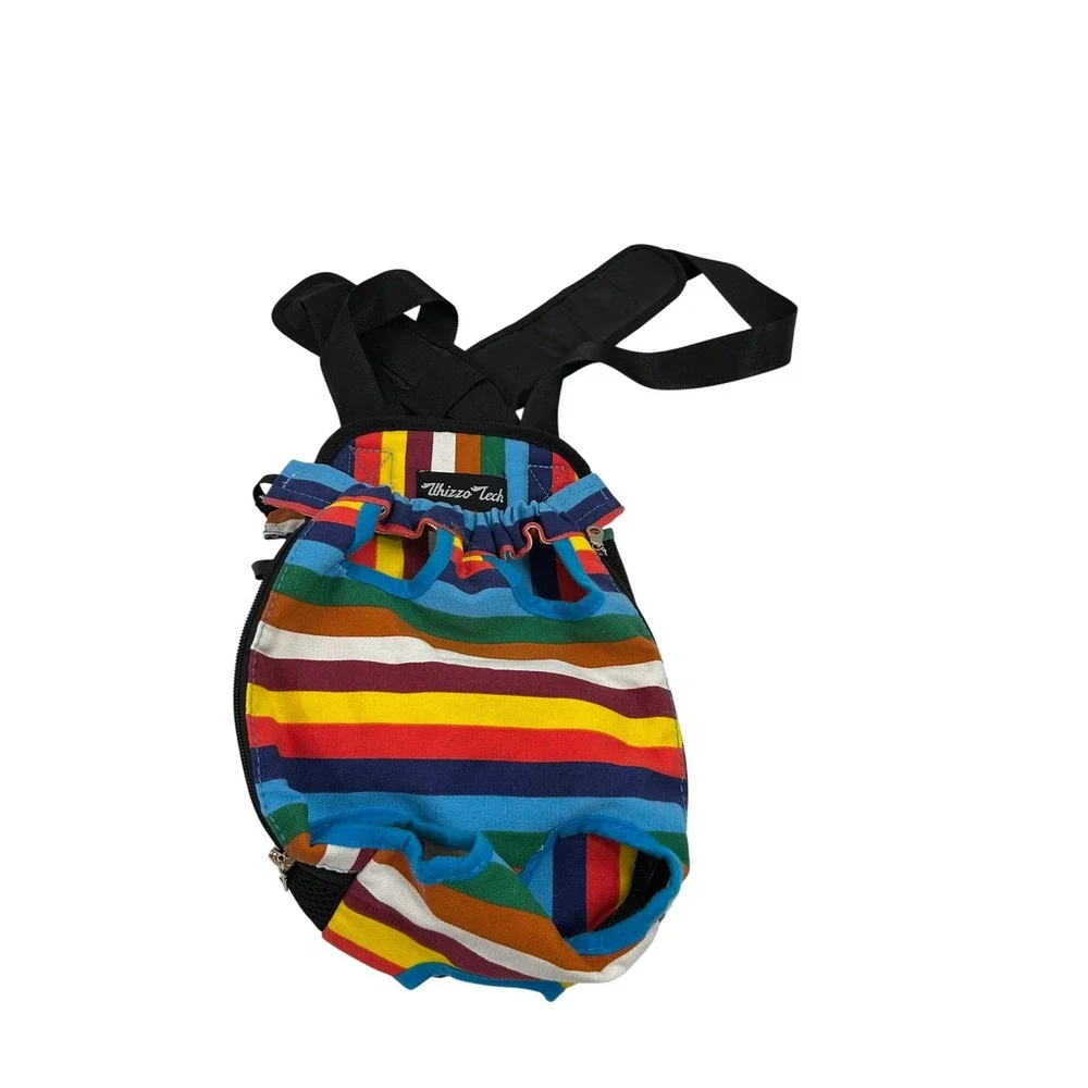 Whizzo Tech Pet Carrier Backpack M Multicolor Striped Legs Out Small Dog Cat